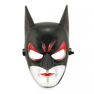 Kırmızı Gözlü Siyah Batman Maske - Lastikli Batgirl Maskesi 28x17 cm