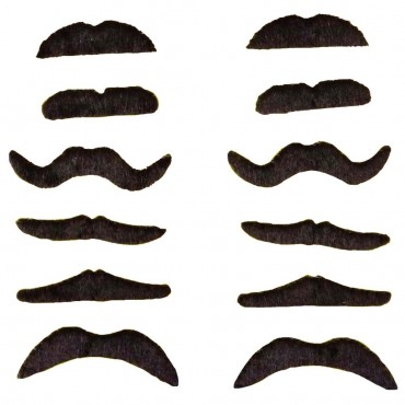 Kostüm Partisi Takma Bıyık 6 Model 12 Adet