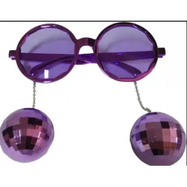 Disko Toplu Küpeli Parti Gözlüğü Mor Renk 15x16 cm