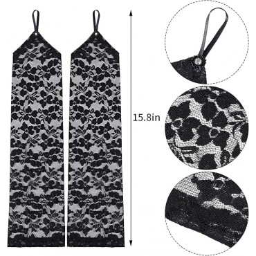 Parmak Askılı Zarif Gece Şıklığı Dantel Eldiven 40 cm