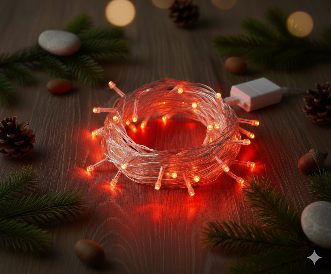 Damla Uçlu Kırmızı Dekoratif Işık 10 Metre 100 LED  - 2