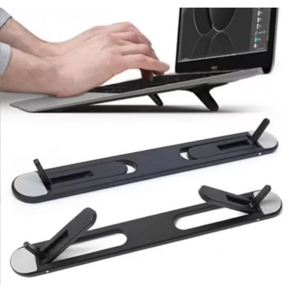 Siyah 2 Kademeli Katlanabilir ve Yapışkanlı Laptop Standı  - 3