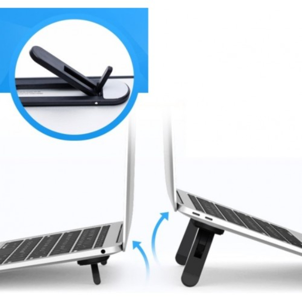 Siyah 2 Kademeli Katlanabilir ve Yapışkanlı Laptop Standı  - 5
