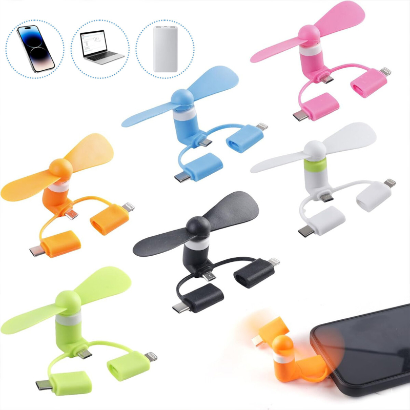 Mini Telefon Fanı - Lightning - Type-C - Micro USB Girişli - Sessiz 