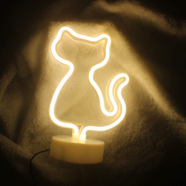Neon Işıklı Kedi Tasarımlı Lamba  - 2