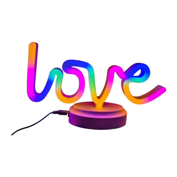 Neon Işıklı Love Yazılı Masa Gece Lambası  - 2