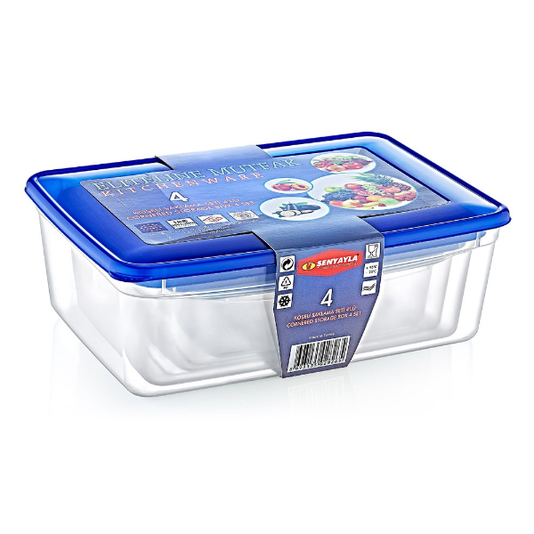 4'lü Köşeli Saklama Kabı Seti