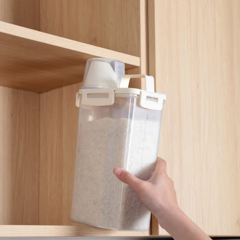 Ölçü Kabı Kapaklı Bakliyat Saklama Kabı - Kulplu Tasarım - 1800 ml - 2
