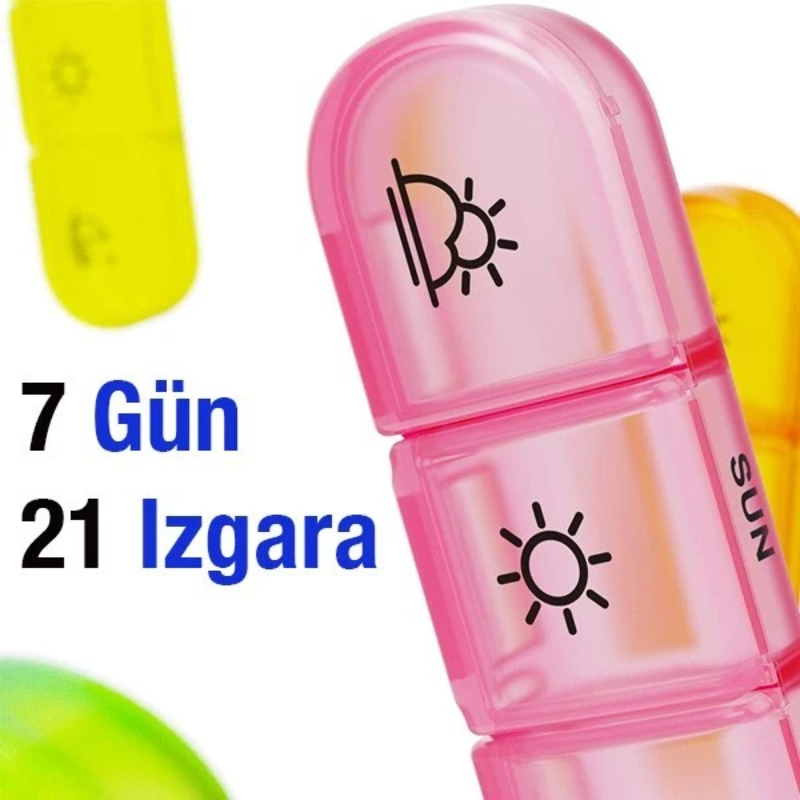 7 Günlük İlaç Kutusu - Sabah Öğlen Akşam 3 Bölmeli - Taşınabilir Tasarım - 2