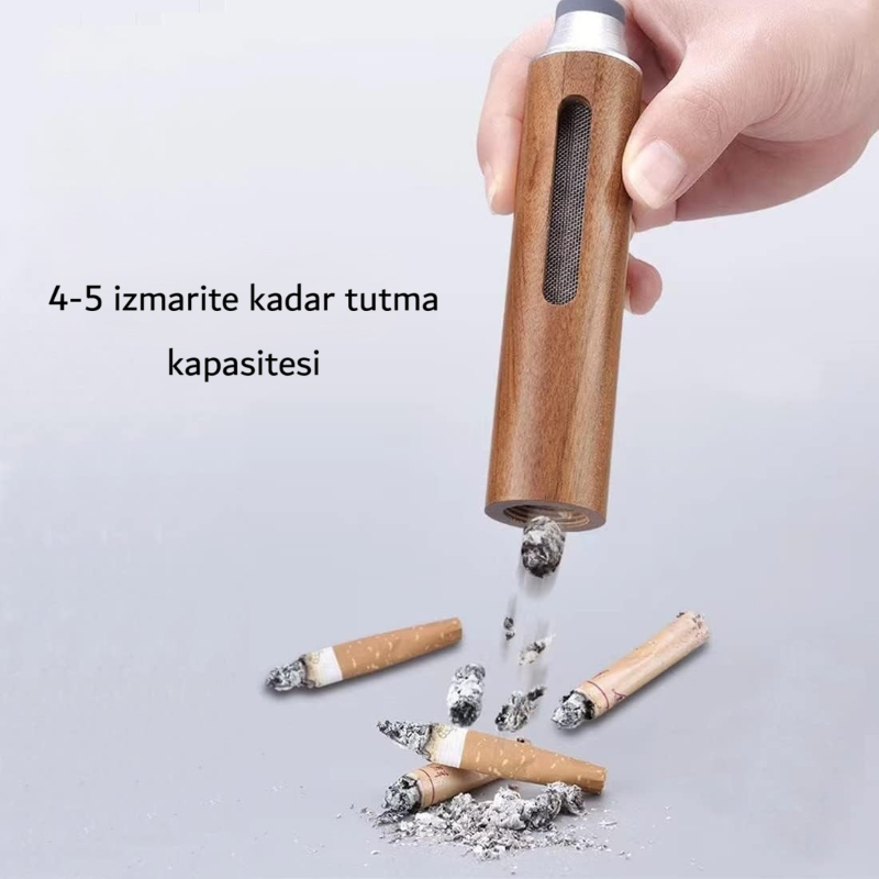 Taşınabilir Küllük - Ahşap Tasarımlı - İzmarit Hazneli - 2