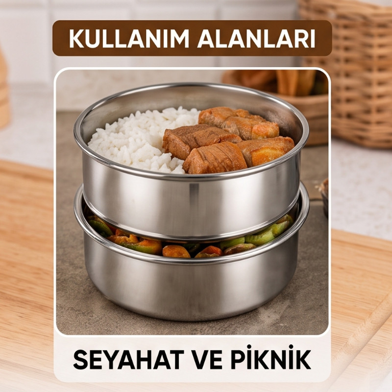 3'lü Metal Sefer Tası - Paslanmaz Çelik - 16 cm - 3