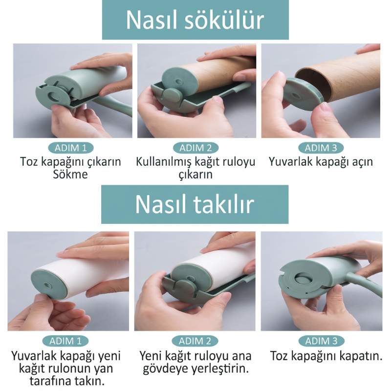 Tüy Toplama Rulosu - Kapaklı - Ergonomik - Taşınabilir  - 3