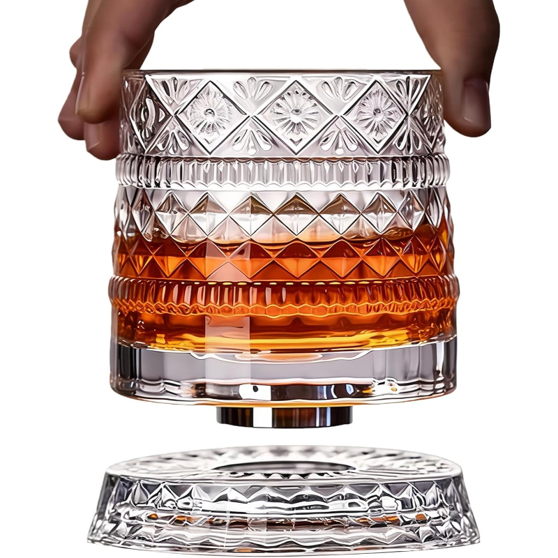 360 Derece Dönen Bardak - 280 ml - Kristal Cam  - 5