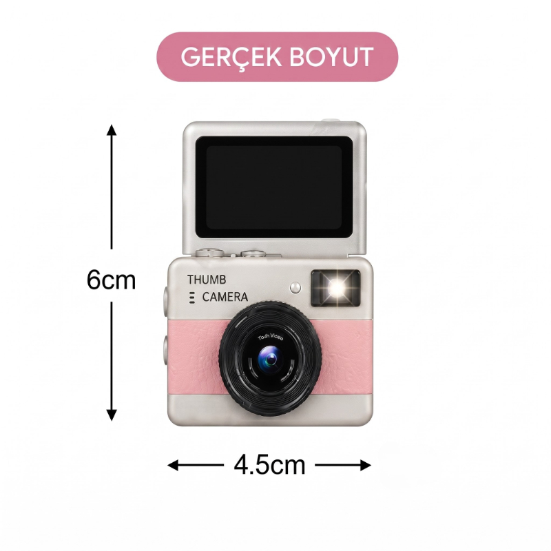 Mini Dijital Retro Kamera - Dönebilen Ekran - Flaşlı  - 3