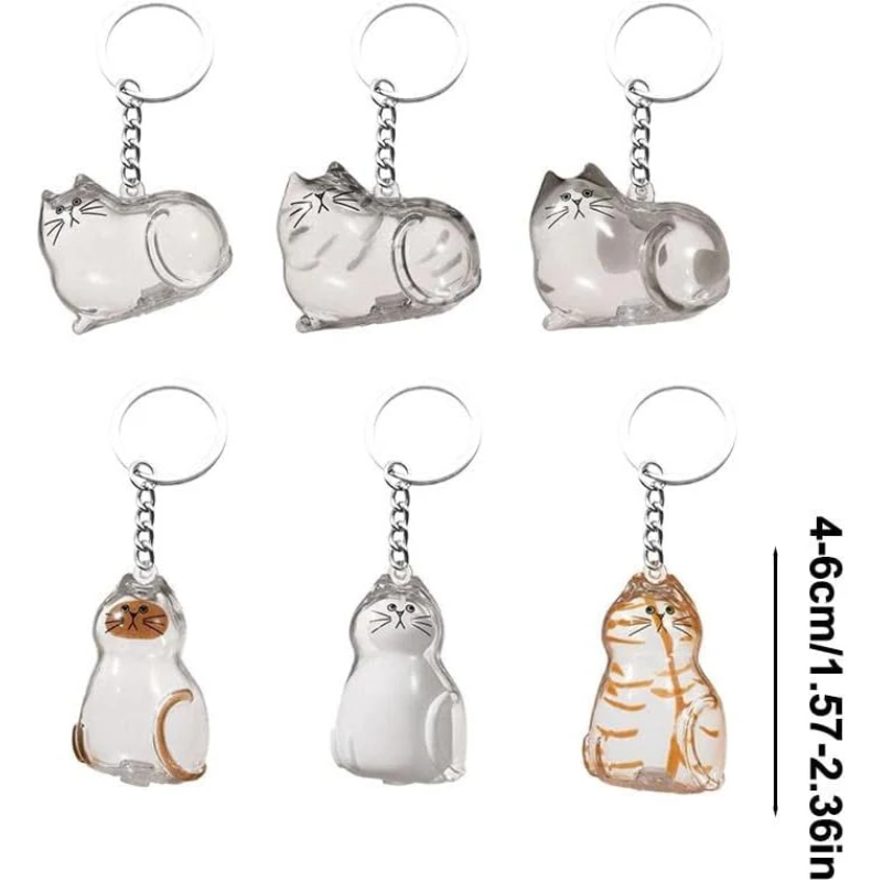 Kedi Şeffaf Anı Anahtarlığı - Kedi Figürlü - Karışık Model  - 4