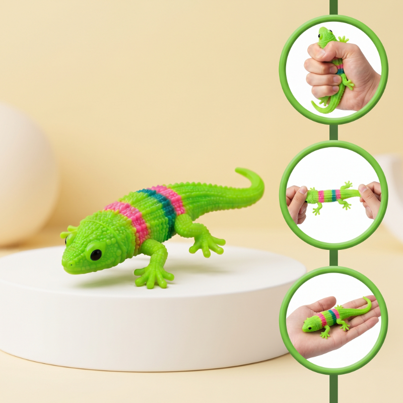 Ethab Ti̇caret Glbl-Tsti̇l4136 Kertenkele Tasarımlı Squi̇shy - 12 Li̇ Paket - Yumuşak Oyuncak