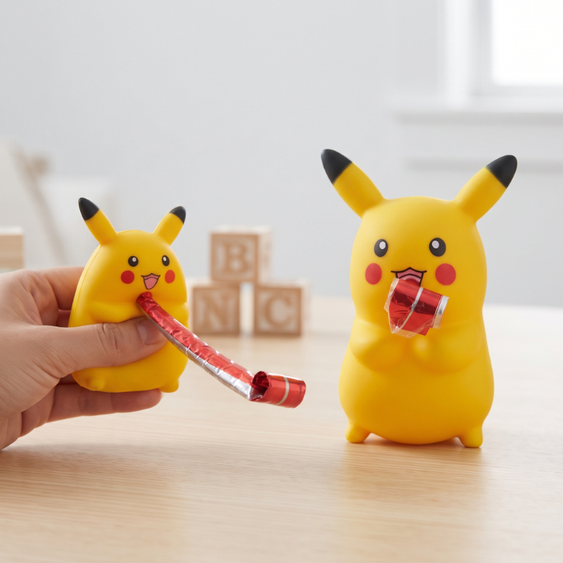 Düdüklü Pikaçu Tasarımlı Squishy - 12'li Paket - Sesli Oyuncak - görsel 3