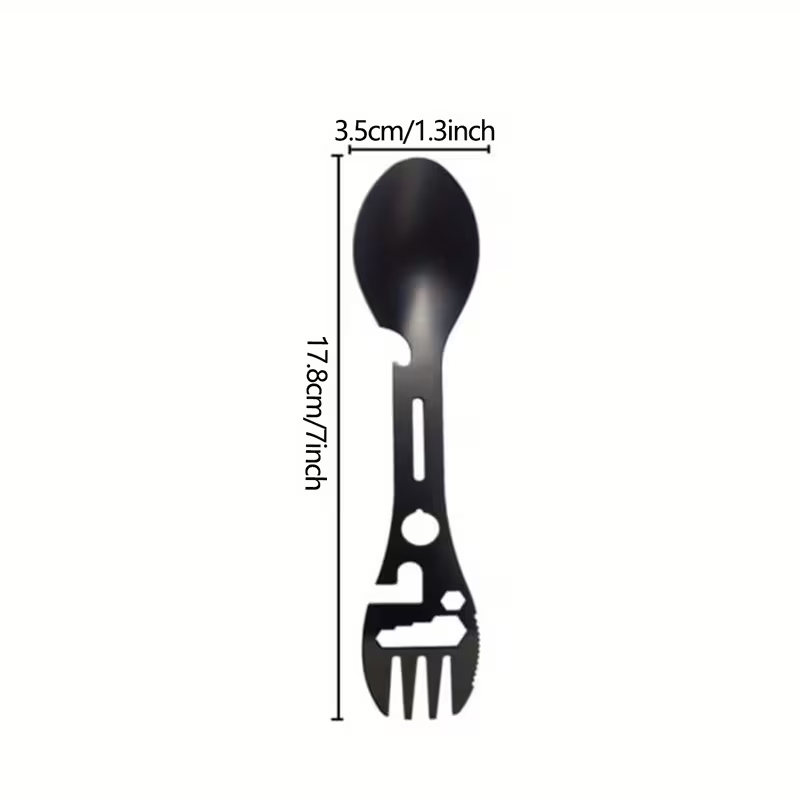 2'li Paket Taktiksel Spork Kaşık Çatal - 5 Fonksiyonlu - Paslanmaz Çelik - 4