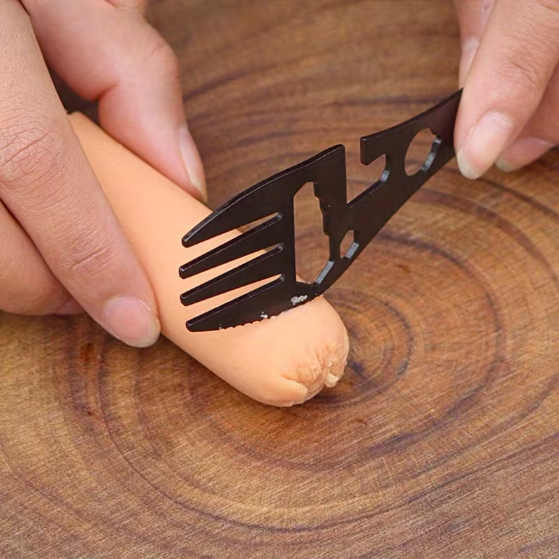 2'li Paket Taktiksel Spork Kaşık Çatal - 5 Fonksiyonlu - Paslanmaz Çelik - 5
