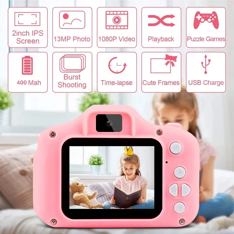 Mini Kamera Fotoğraf Makinesi Pembe - 5