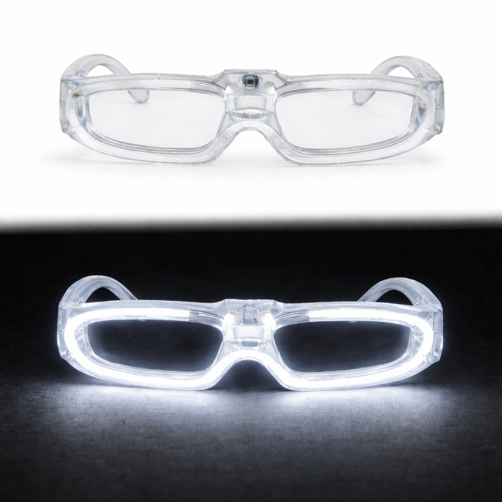 Beyaz LED Işıklı Parti Gözlüğü - 3 Modlu