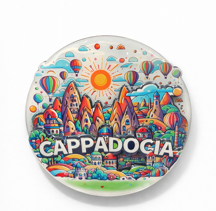 Kapadokya Temalı Ahşap Buzdolabı Magneti Model 3