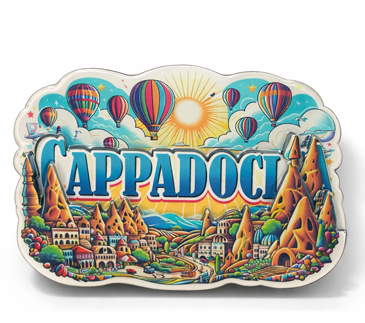 Kapadokya Temalı Ahşap Buzdolabı Magneti Model 1 