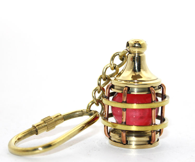 Pirinç Kırmızı Gaz Lambası Tasarımlı Anahtarlık 
