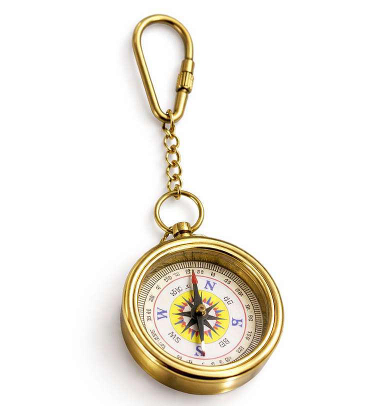 Pirinç Pusula Anahtarlık 