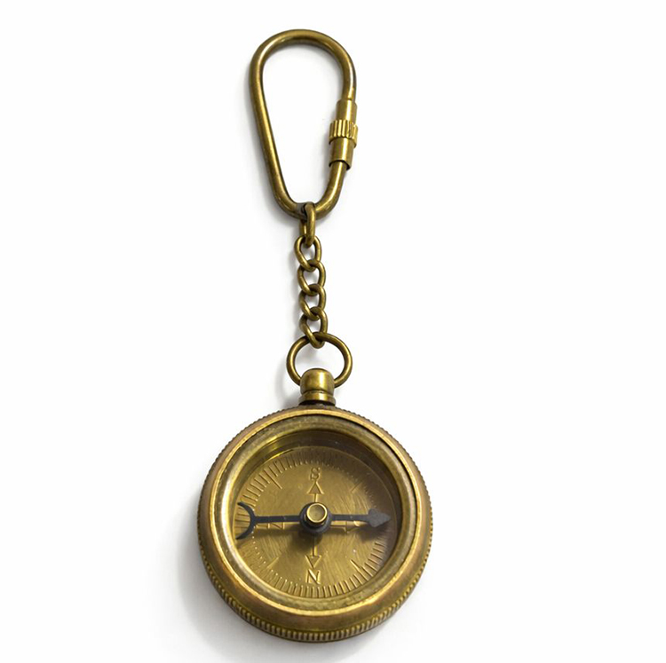 Nostaljik Pirinç Pusula Figürlü Anahtarlık