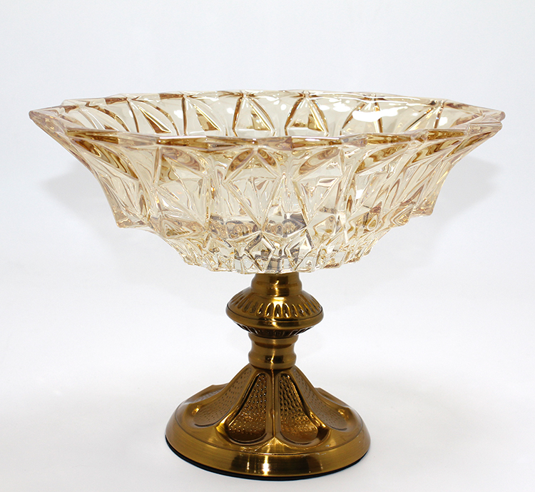 Gold Detaylı Eskitme Ayaklı Dekoratif Cam Sunumluk