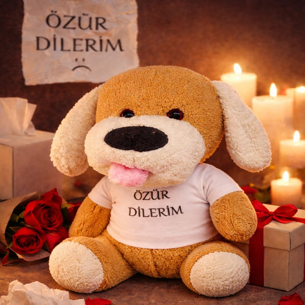 Özür Dilerim Tişörtlü Peluş Oyuncak Köpek