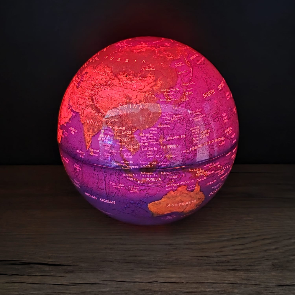 360 Derece Dönen LED Işıklı Mavi Dünya Küresi