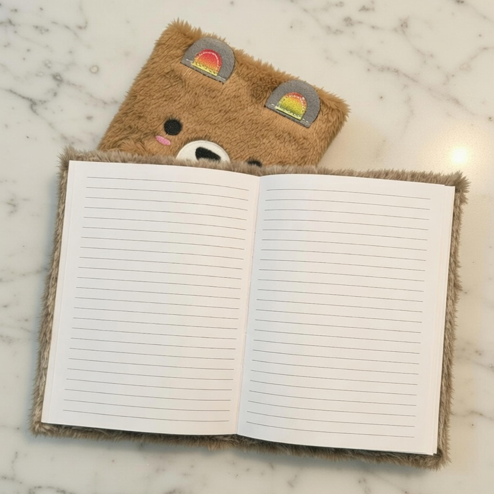 Sevimli Ayıcık Peluş Çizgili Defter - 3