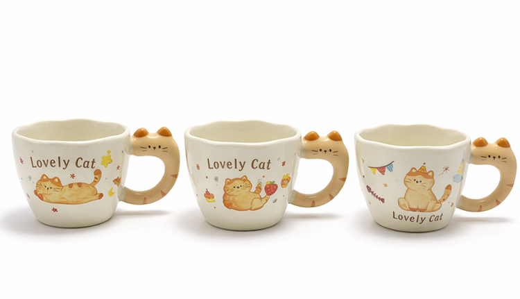 3D Kedi Kuyruk Detaylı Kupa Bardak 