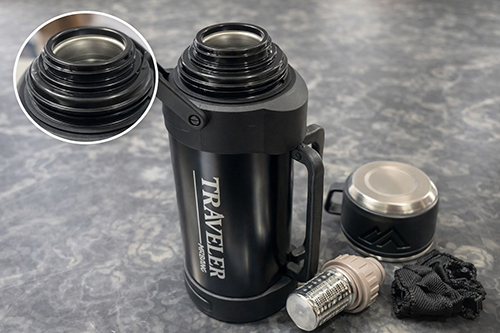 2000 ml Bardaklı Çift Katmanlı Vakumlu Paslanmaz Çelik Termos - 2