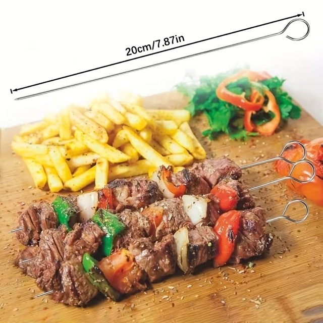 10'lu Paslanmaz Çelik Şiş Seti (20 cm) - Airfryer &amp; Mangal