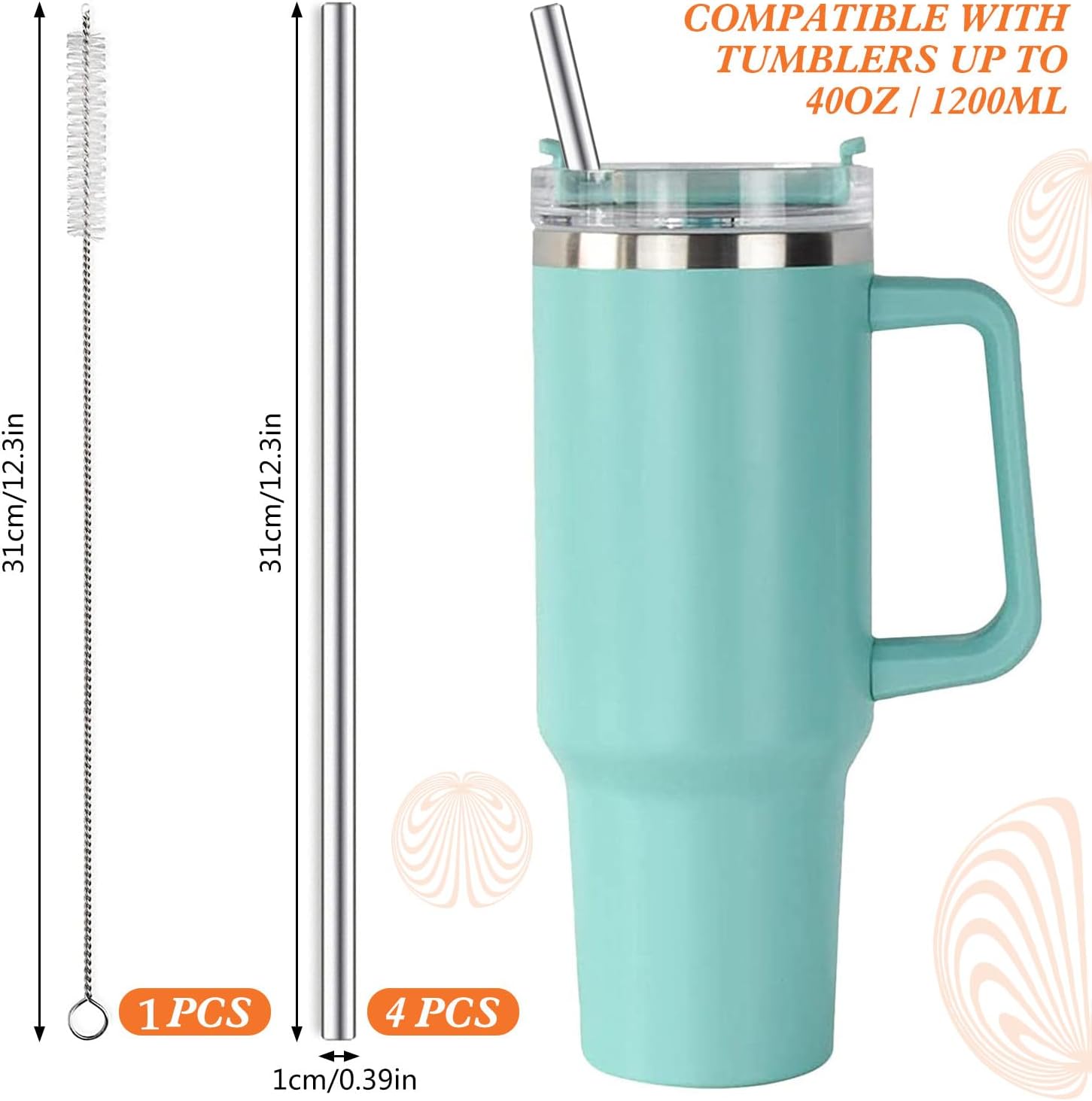 31 cm Ekstra Uzun Paslanmaz Çelik Pipet Seti – 3 Parça (Eğri + Düz + Fırça) - 4