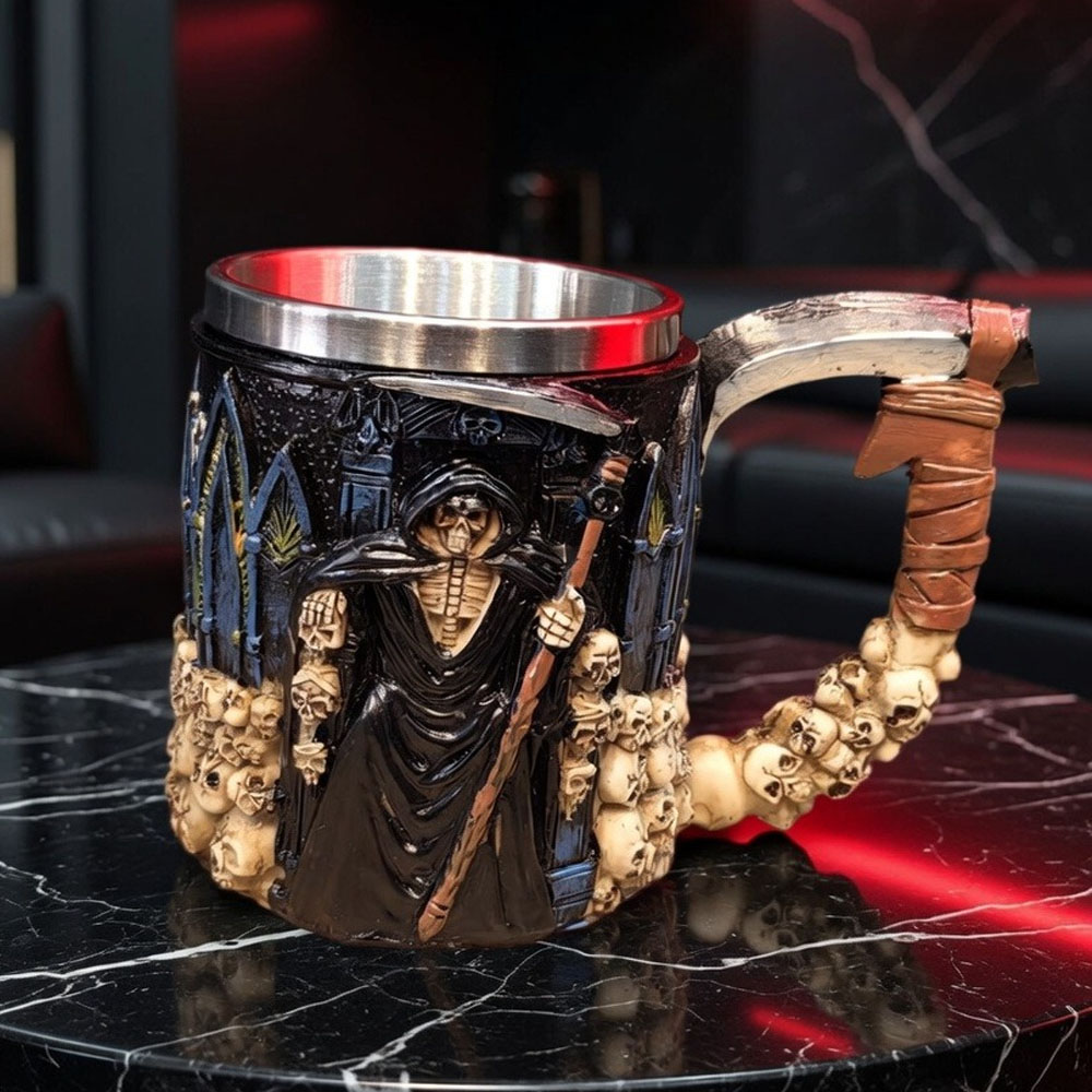 3D İskelet Tasarımlı - Paslanmaz Çelik İçli - Gotik Kupa Bardak 
