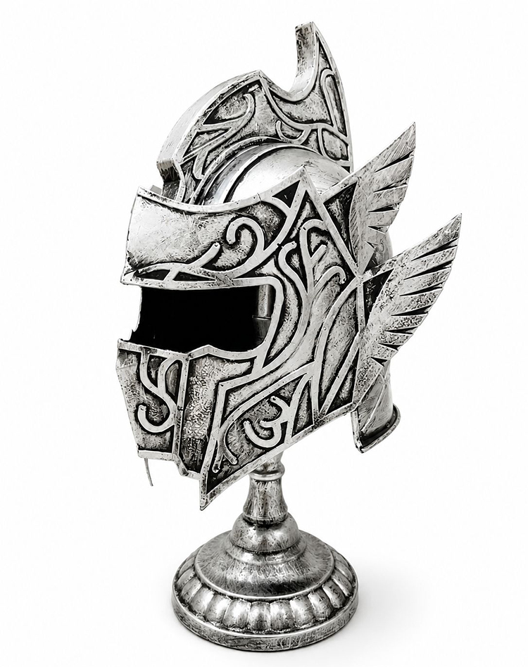 Fantastik Tasarımlı Miğfer Biblosu - Metal - 53x20 cm Dekoratif Obje 