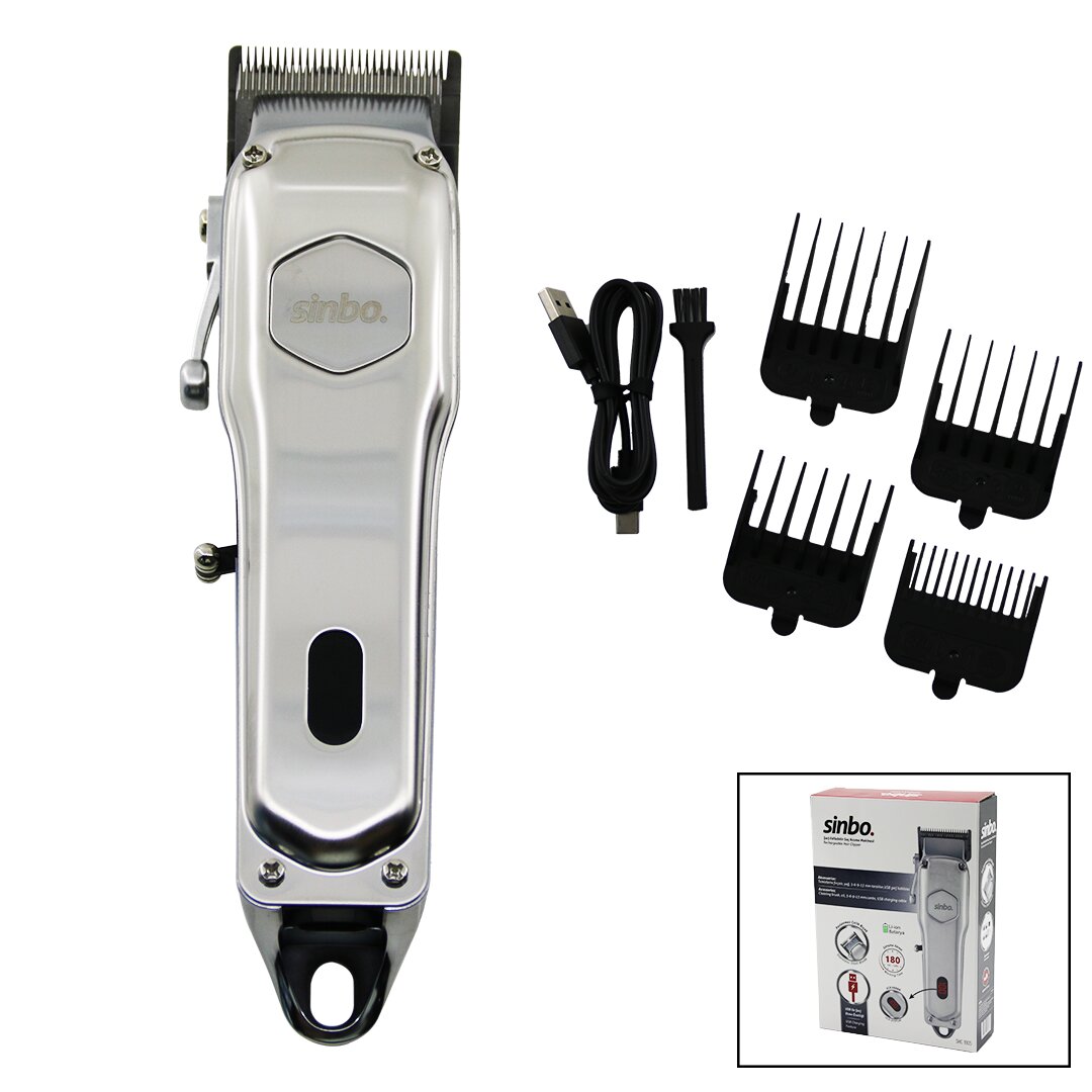 Sinbo Tıraş Makinesi - USB Şarjlı - Çelik Gövde - Kollu Tarak Ayarı 