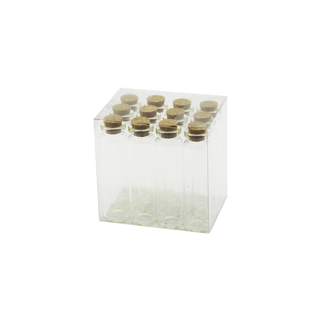 Boş Tüp Cam Şişe - 20 ml - Mantar Kapak 
