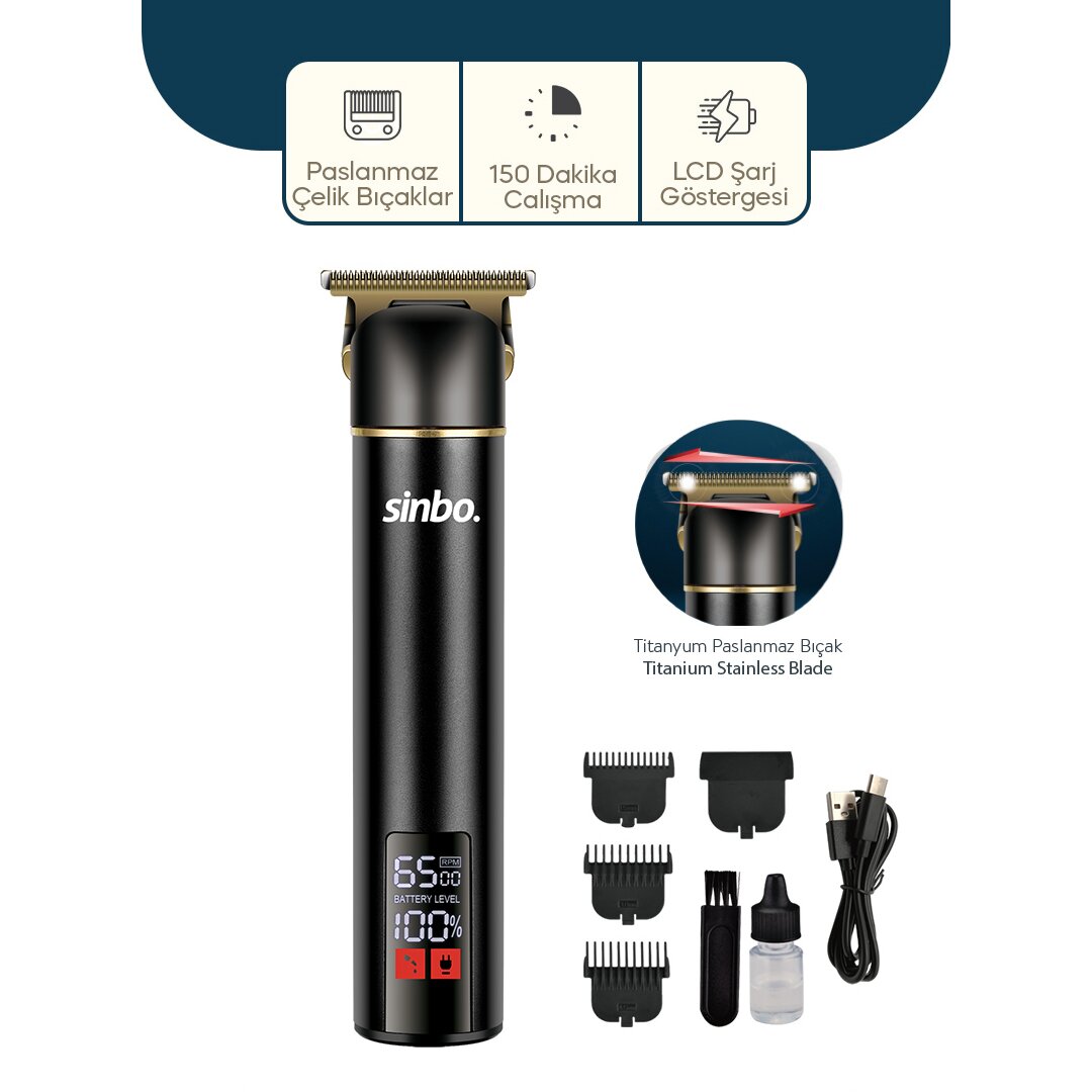Sinbo Saç Sakal Tıraş Makinesi - Alüminyum Alaşımlı Gövde - USB Şarjlı 