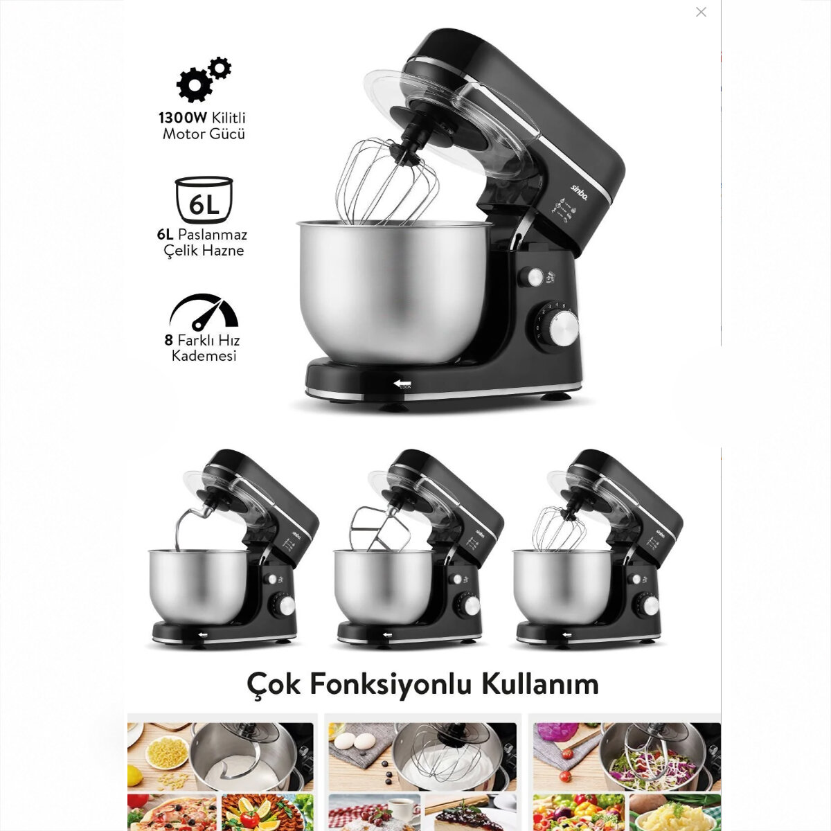 Sinbo Standlı Mikser - Siyah Renk - 12 Litre Hazne  - 2