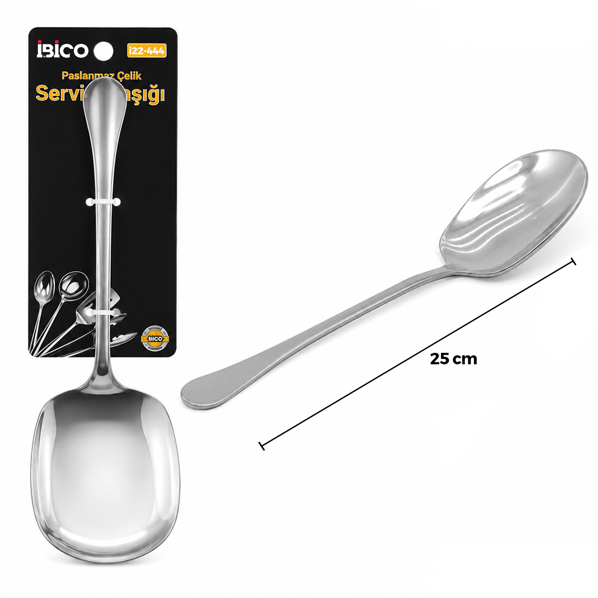 Metal Servis Kaşığı - 25 cm - Krom Renk 