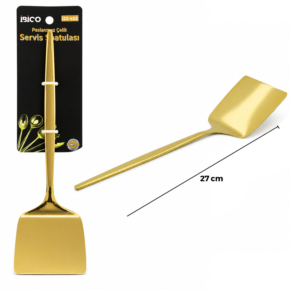 Metal Servis Spatulası - Gold Renk - 27 cm 