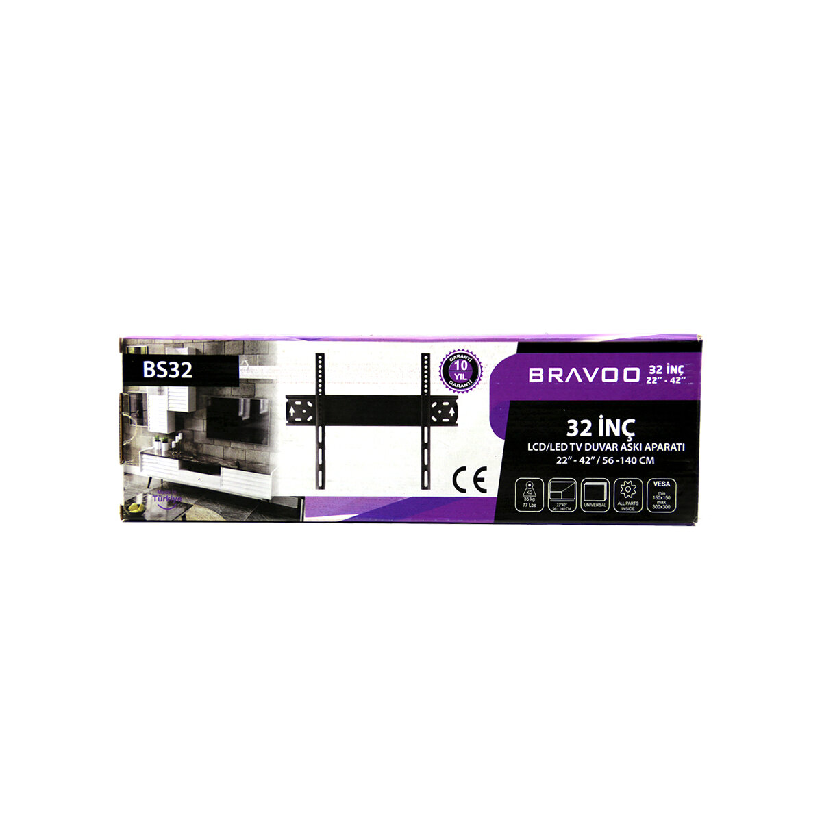 22 İnç ve 44 İnç - 32 İnç Sabit TV Askı Aparatı - LCD LED TV Uyumlu - 56-140 cm - 3