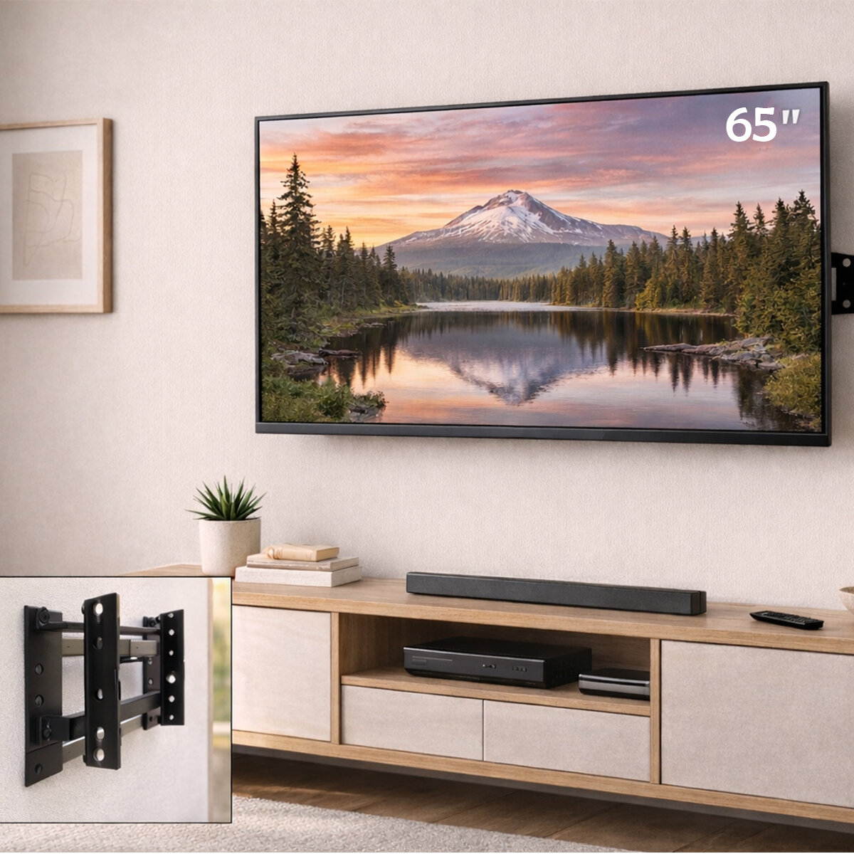  65 İnç ve 32 İnç - 65 İnç Sabit TV Askı Aparatı - LCD LED TV Uyumlu -  82-165 cm - 2
