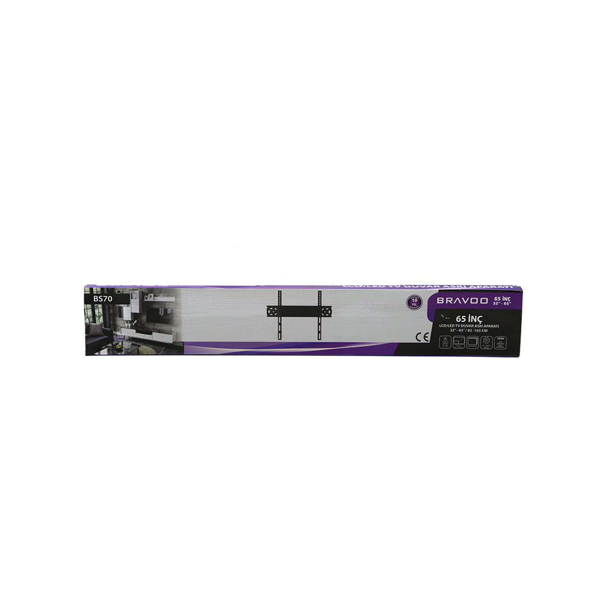  65 İnç ve 32 İnç - 65 İnç Sabit TV Askı Aparatı - LCD LED TV Uyumlu -  82-165 cm - 3