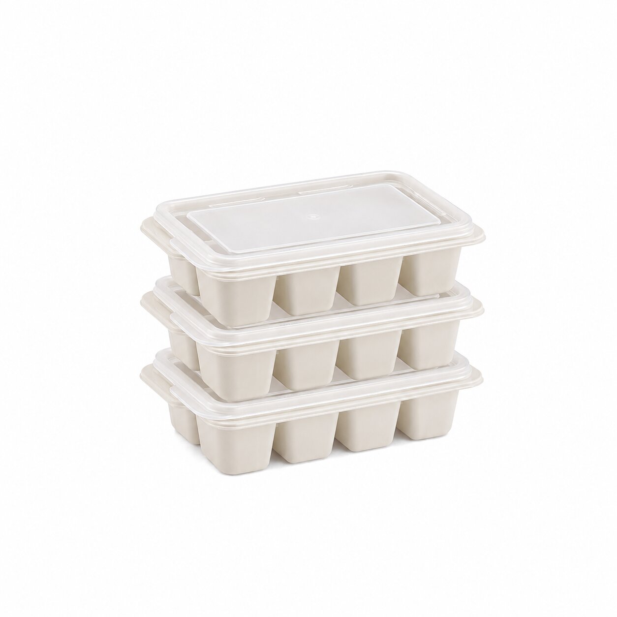 3'lü Mini Buz Kalıbı - Küp Şekilli - Kapaklı - Plastik  - 2